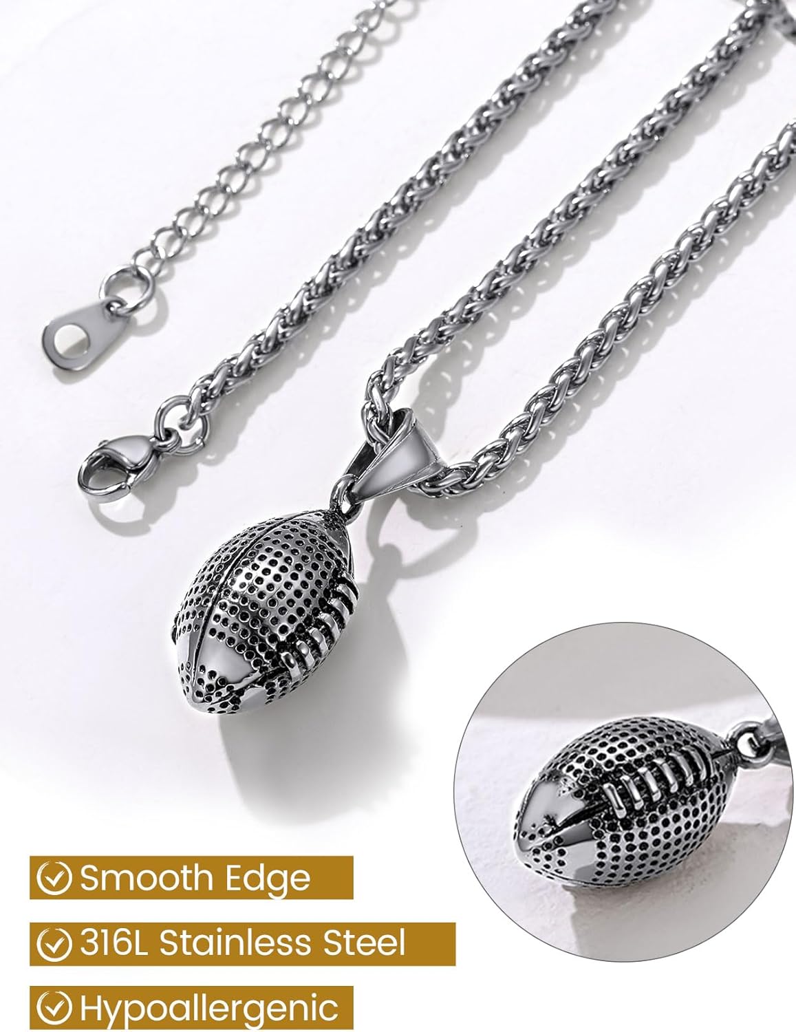 GOLDCHIC JEWELRY Sport Necklaces for Men Teen, Football Baseball Soccer Basketball Softball Necklaces with Stainless Steel Chain Athlete Jewelry Sports Fan Gift - Image 4