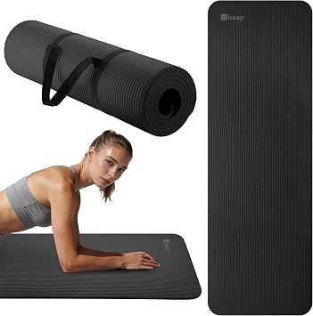 KEEP Extra Thick NBR Yoga Mat for Women & Men, 10mm Thick, 72x24 Large Exercise Mat with Non-Slip Workout Mat for Yoga, Pilates, Stretching, Meditation Wide & Cushioned Fitness Mat