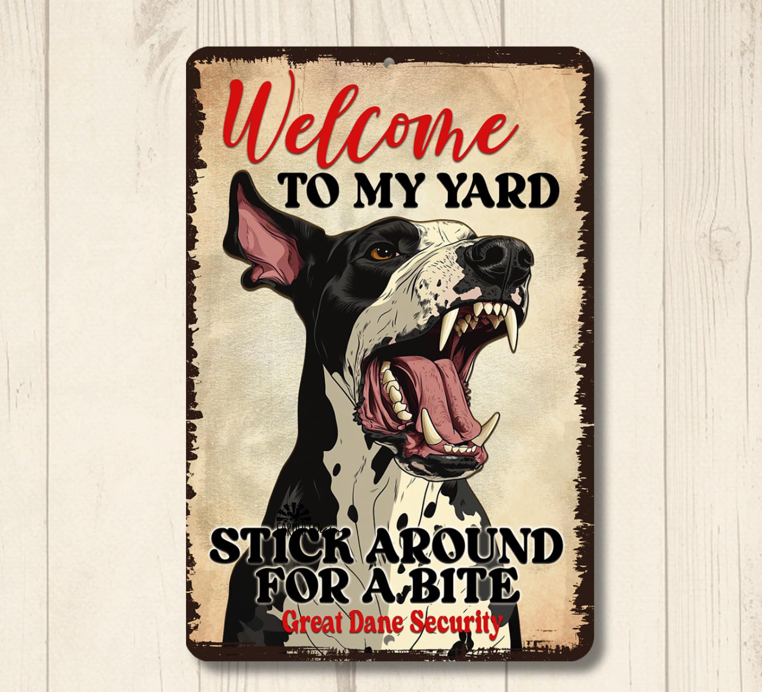Great Dane Welcome Yard House Sign funny dog metal warning security tin outside home decor