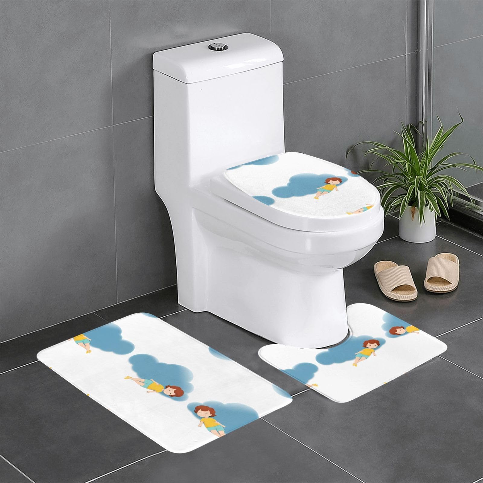 Tapis de bain fille sur nuage pour sécuriser la sortie de douche