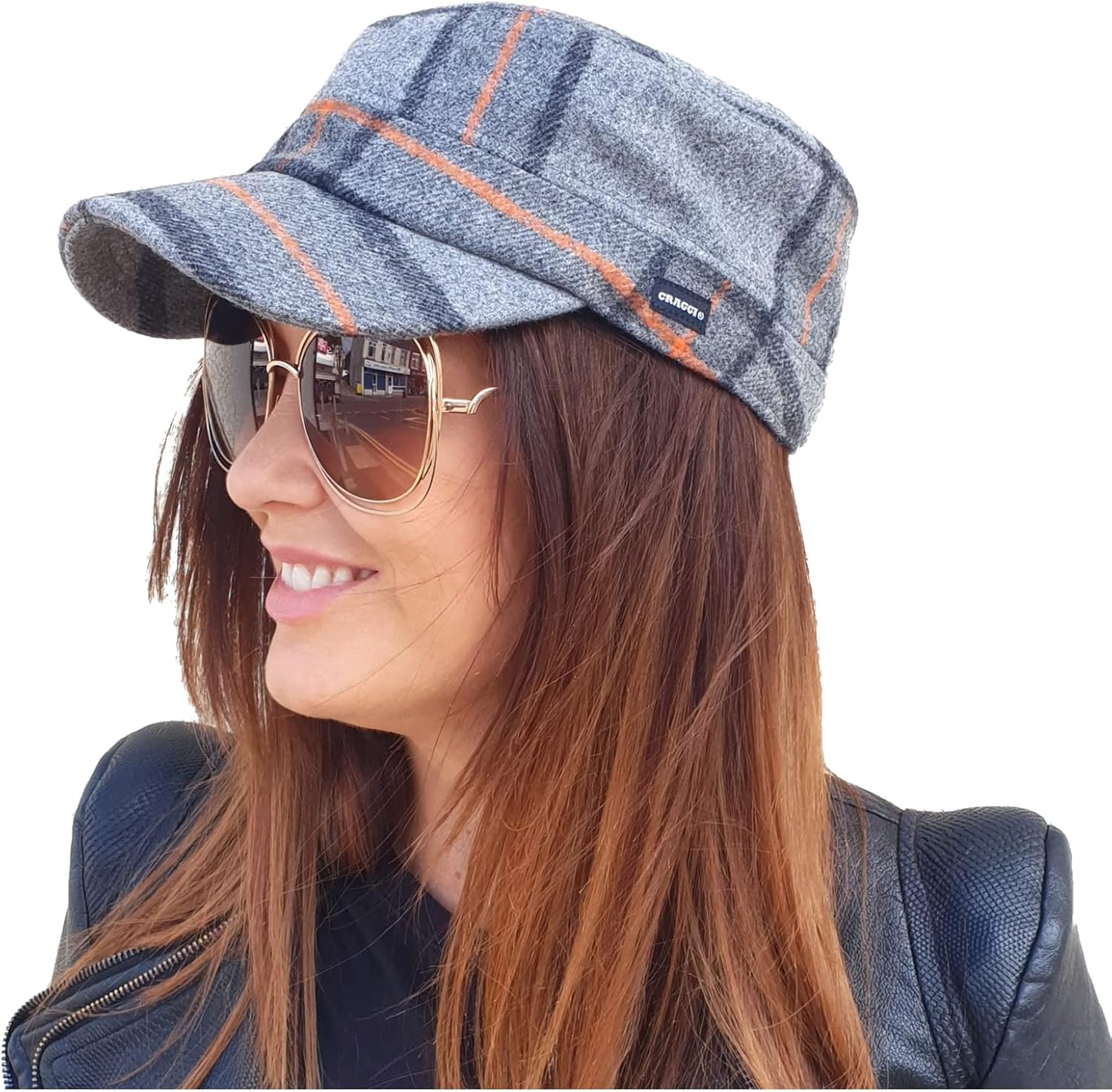 Plaid,Tweed, Women's Newsboy,Baker boy Cap,Grey, Adjustable 57-62cm