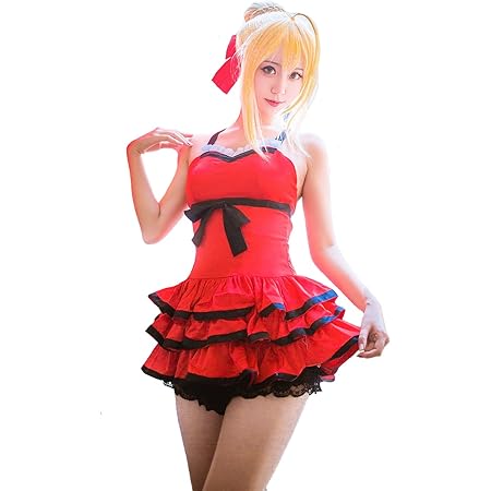 Amazon Nspstt ネロ 水着 ワンピース コスチューム コスプレ衣装 イベント仮装 全飾り小物付き Fgo Gc 394 赤い S コスプレ 仮装 通販