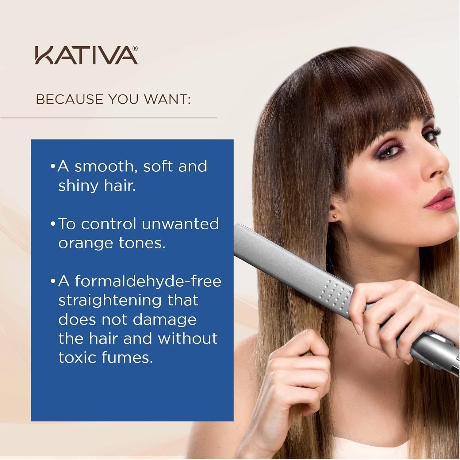 Kativa Brazilian Straightening Brunette Kit, 12 Weeks of Home Use Professional Straightening, with Organic Coconut Oil, Açai Oil, and Keratin, for Straighter, Softer and Shinier Dark-Coloured Hair - Image 6