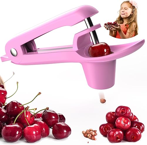 Cherry Pitter - Ordekcity Herramienta de acero inoxidable para remover el carozo de las cerezas con diseño de empuje manual, ahorra tiempo y espacio