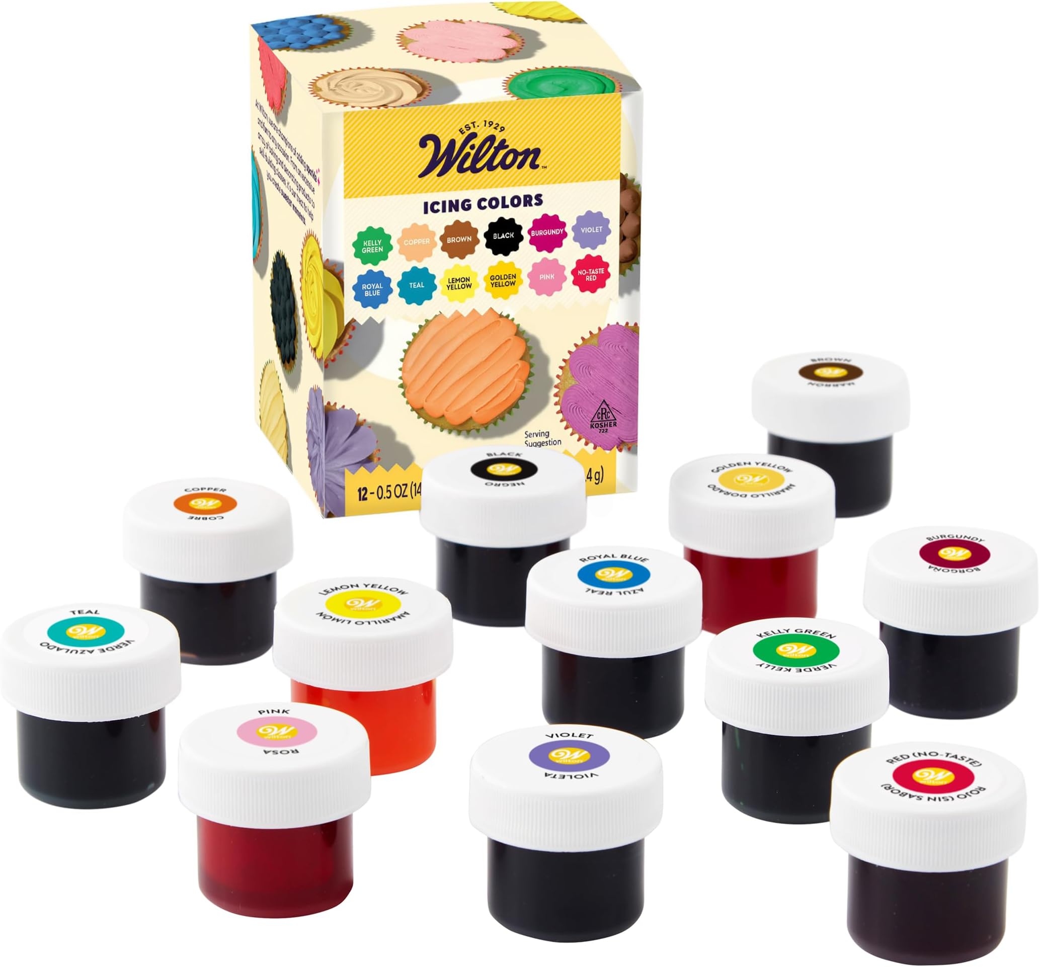 Icing, 12-Count Gel-Based Food Color, 0.5 Ounce (Pack of 12), Assorted