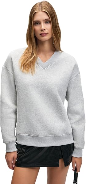 Grimelange ARINEL Kadın V Yaka Regular Fit Grimelanj Sweatshirt