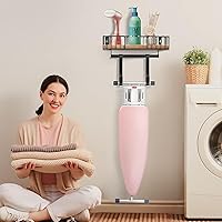 Vista 2 de TJ.MOREE Ironing Board Hanger Metal Wall Mount Iron and Ironing Board Holder, Laundry Room Decor and Storage with Large Storage Black