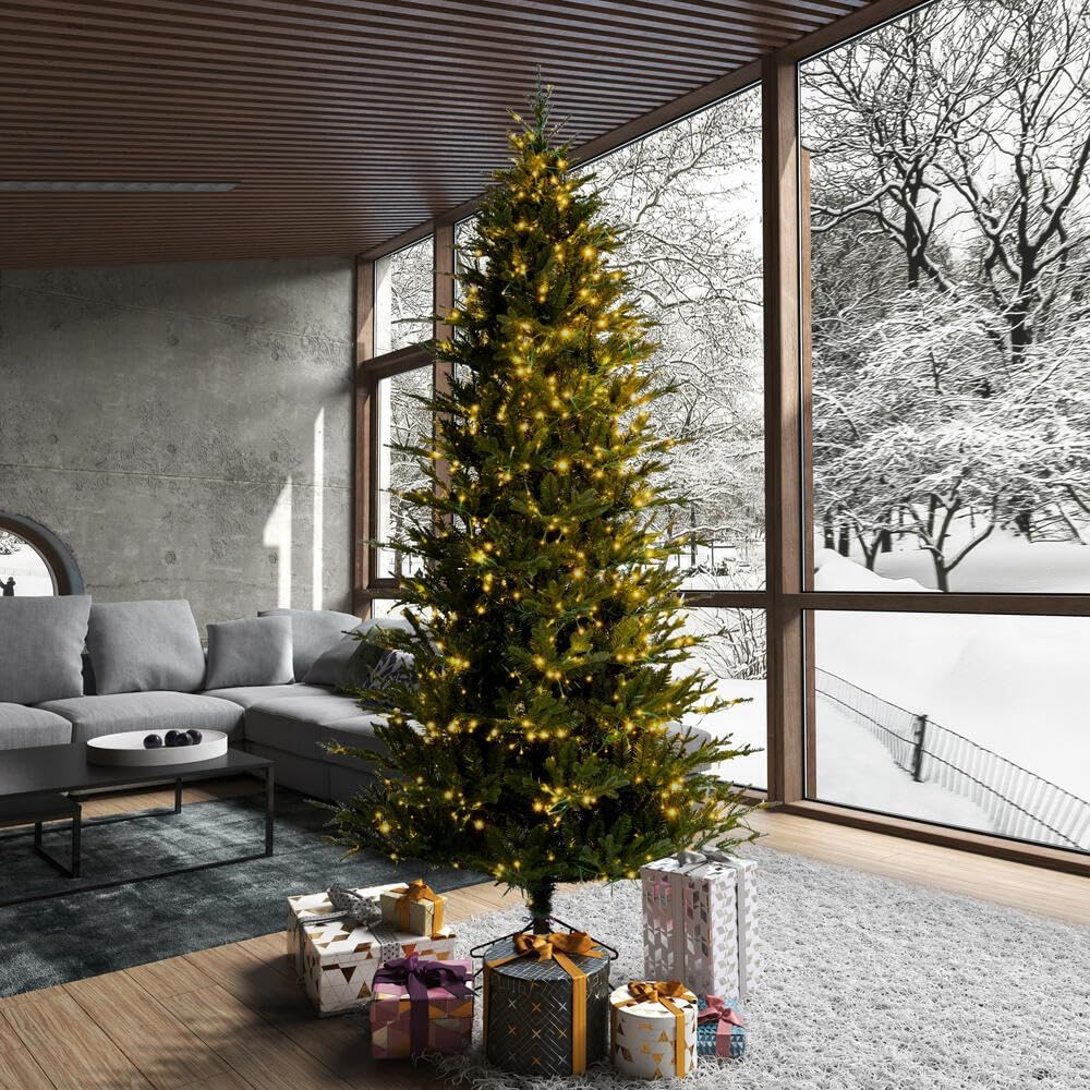 Vickerman 9' x 57" Kamas Fraser Fir Artificial Christmas Tree, 3mm LED Color Changing Lights - Lifelike Indoor Seasonal Home Decor - Maintenance Free Faux Fraser Fir Christmas Tree