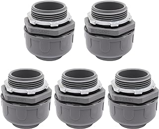 Non-Metallic Liquid Tight Conduit Connector, Flexible Conduit Fittings Electrical PVC Fittings (1-1/4 inch, 5pcs)
