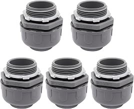 Non-Metallic Liquid Tight Conduit Connector, Flexible Conduit Fittings Electrical PVC Fittings (1-1/4 Inch, 5Pcs)