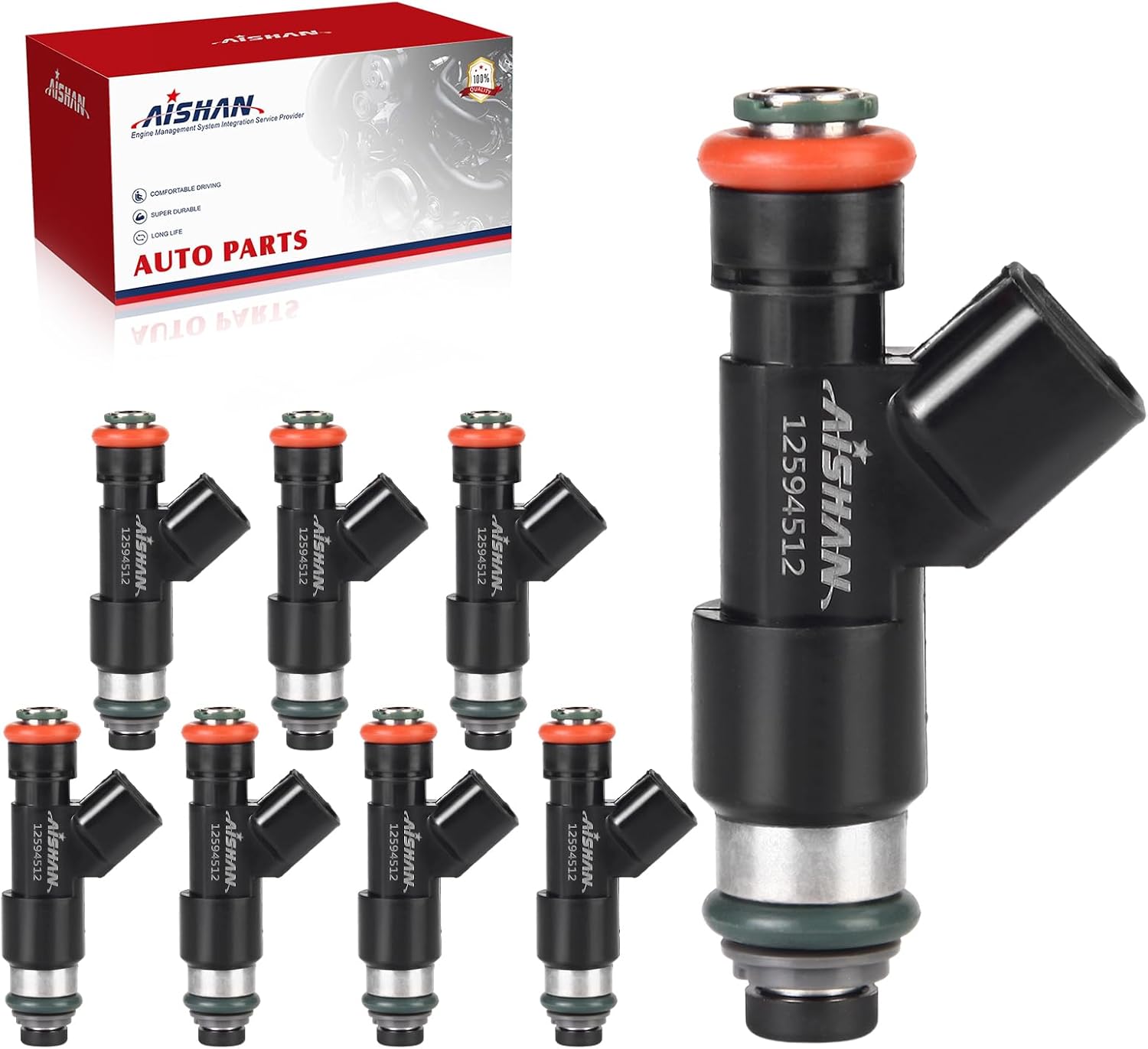 8PCS Fuel Injectors 4 Holes Compatible with GMC Yukon XL Sierra Savana 1500, for Chevy Tahoe Silverado Suburban Avalanche 2007-2009, Express 1500 2008 2009 V8 5.3L Replace 12594512 217-2436