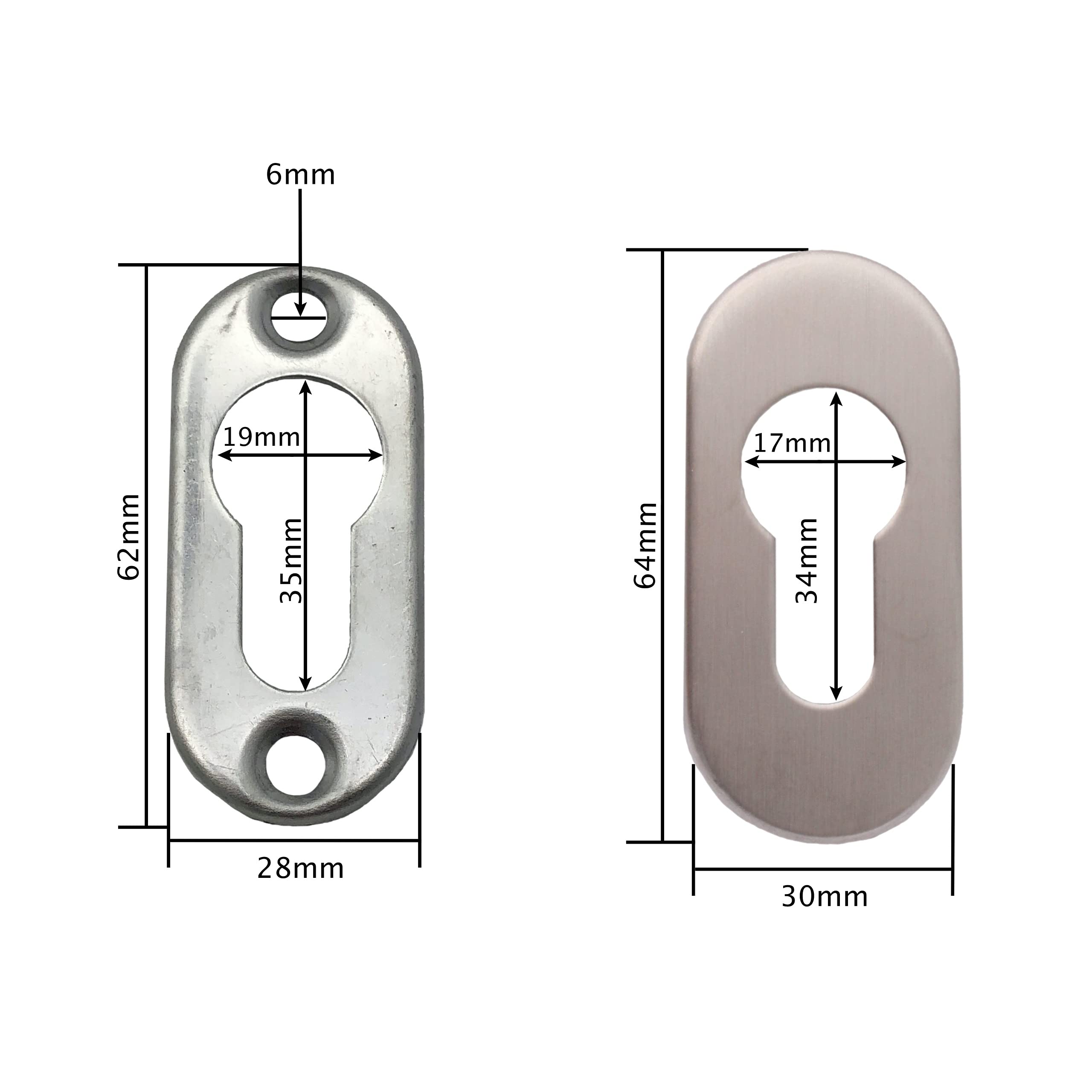 Upright Euro Escutcheon Oval Shaped Keyhole Cover - Satin Stainless Steel - Pack of 1 - Image 3