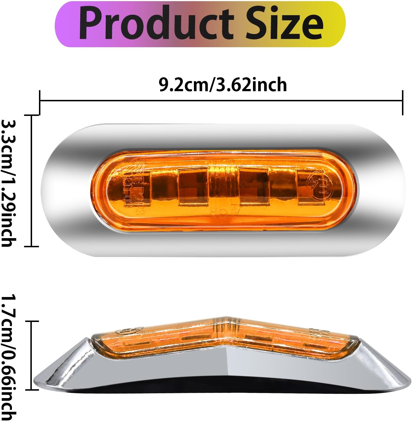 Ourbest Oval Trailer Side Marker,6Pcs 3" LED Clearance Light Truck Marker LED Light for Rear Truck Pickup Van ATV Lorries Back Up Light (Yellow)
