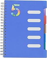 Vista 1 de Cuaderno de 5 asignaturas, 1 pieza en azul oscuro de 10 pulgadas x 7 pulgadas B5 en espiral con cubierta de plástico impermeable y suave, 300