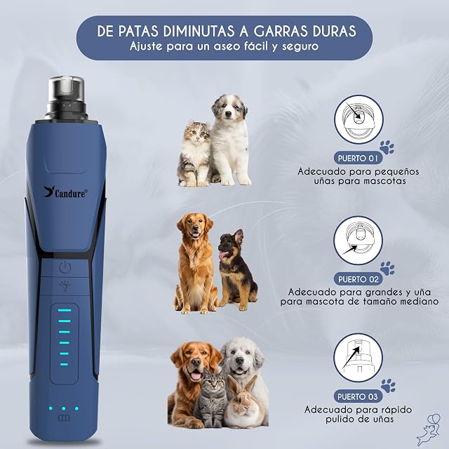 Foto 4 de 8 de Candure Molinillo de Uñas Para Perros de Hasta 6 Velocidades Para Perros Grandes, Medianos, Pequeños