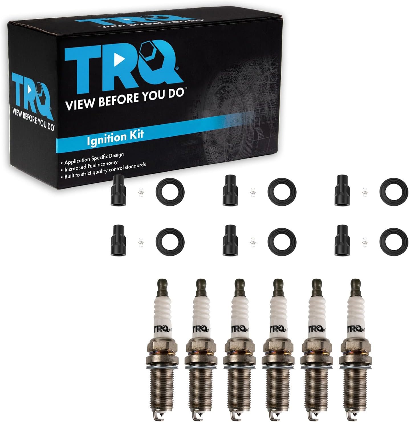 TRQ Spark Plug Kit 6 Piece Iridium Spark Plugs Compatible with 2004-2006 Lexus ES330 2004-2006 RX330 2006-2008 RX400h 2004-2006 Toyota Camry 2004-2008 Highlander 2004-2006 Sienna 2004-2008 Solara