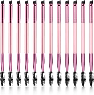Vin Beauty 12-Piece Dual-Ended Eyebrow Brush Set - Angled Brow Brush & Spoolie for Precise Shaping, Grooming & Filling