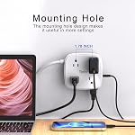 USB Corde d'extension de la barre d'alimentation - Yintar 6Ft Strip de puissance de protecteur de surpression avec 8 Sorties et 4 USB Ports(3U1C), 3 Extendeur de sortie latéral pour la maison, bureau, Dorm Essentials, ETL Inscrit, blanc
