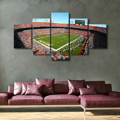 Vista 249 de Cuadros de estadios deportivos de fútbol americano de Minnesota, cuadros de vikingos, 5 paneles, lienzo para pared, arte de pared del estadio