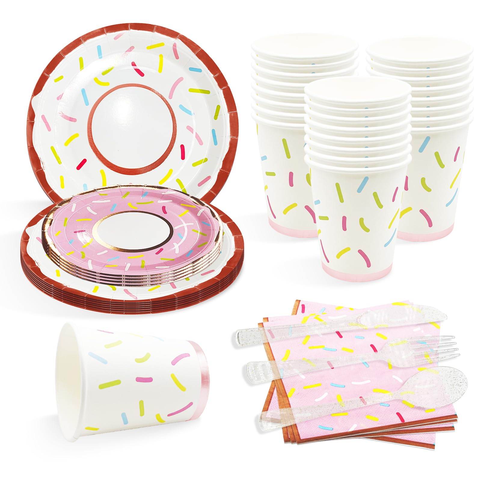Gold Party Plates & Utensils Set - 25 Guests -8