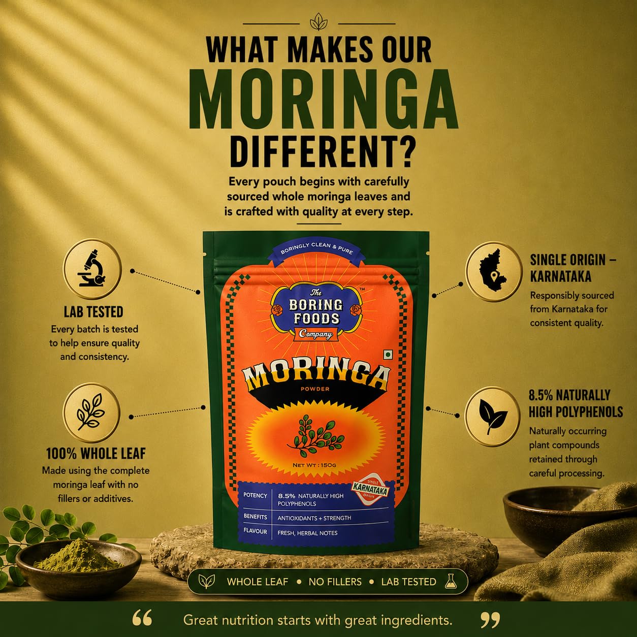 Moringa Powder | 150g | Nature's Multivitamin | Pure Drumstick Leaf Powder — Amazon image 3