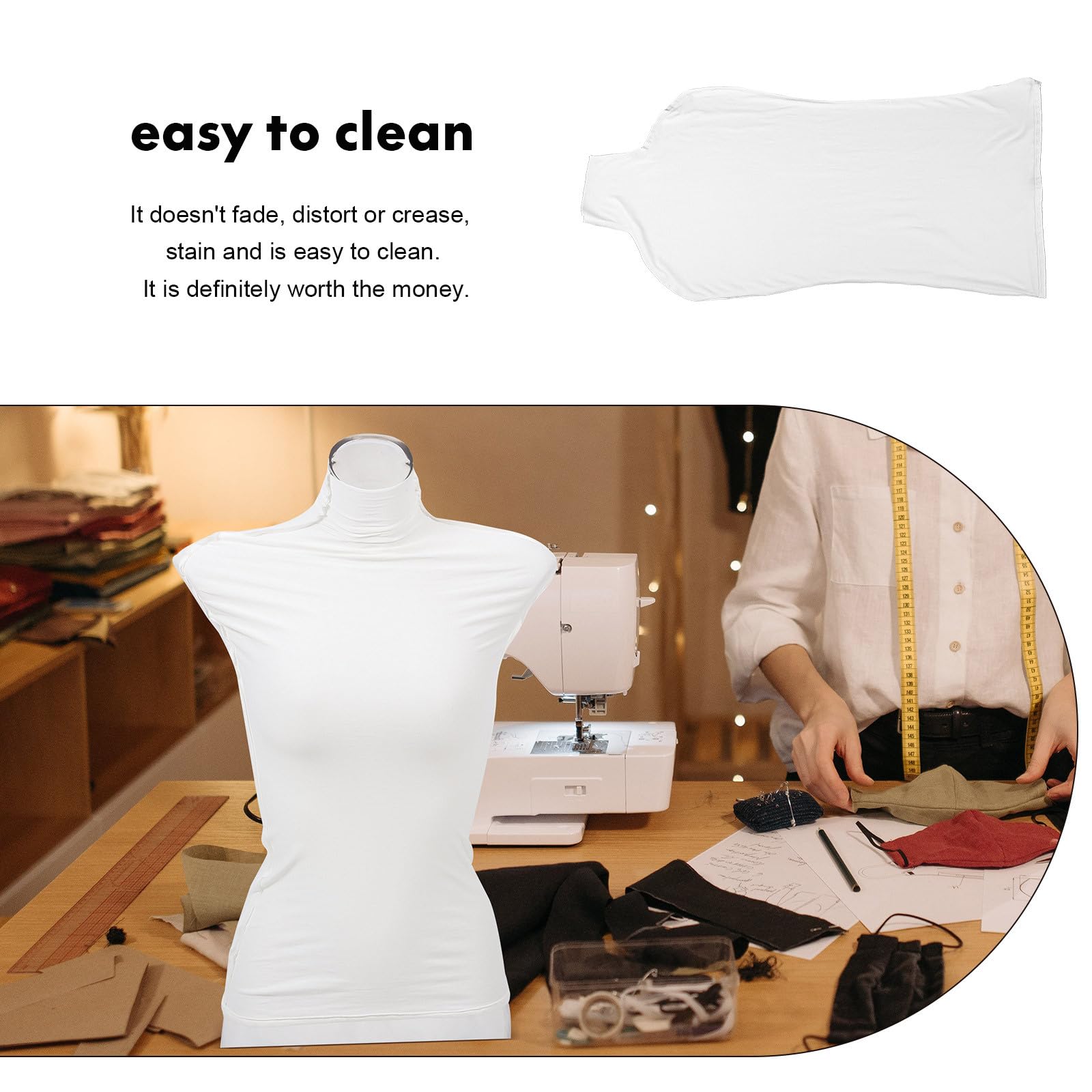 Housse de Mannequin en Tissu de Coton Blanc, Formes Vestimentaires de Couture, Élastique et Décorative pour Présentation de Bijoux