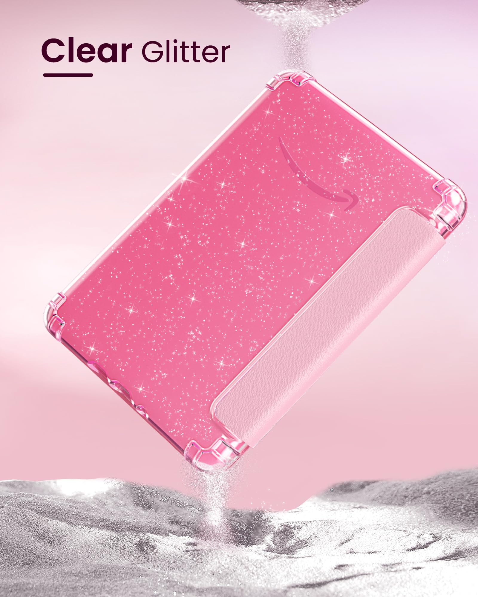MoKo Case for 7" Kindle Paperwhite 12th Generation 2025/2024, Pink | Clear Kindle Case for Kindle Colorsoft 2024/2025, Flexible Clear Soft TPU Back Cover, Light Shell with Auto Wake/Sleep