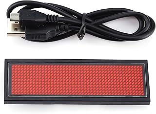 LED Tag Scrolling Sign 3,7 V 240 mA Personalisierbares Logo, programmierbar und wiederaufladbar – Neue Version 86 mm × 25 mm rot
