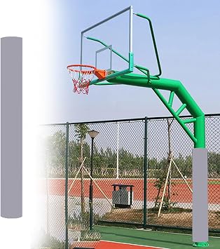 SRNSAEB Custom Basketball Hoop Post Pad, UV-Resistant Foam Protector Padding Pole - Purple Yellow Blue Green Black, Wrap Around to Round Poles for Basement/Garage/CommunityGray,Dia 140mm 5 1/2in