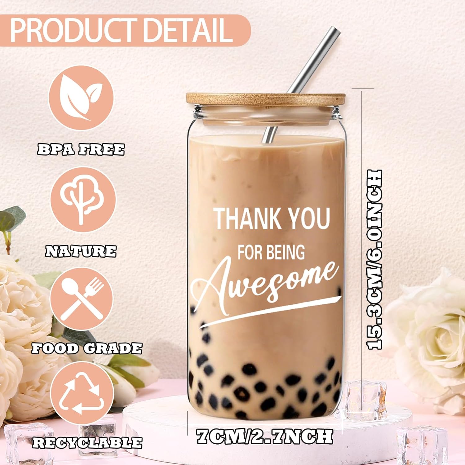 Thoughtful Thank You Gifts for Women, Inspirational Appreciation Gifts Box for Coworkers Employees Teachers Nurse, Christmas Gift with Glass Cup Dolls - Image 2