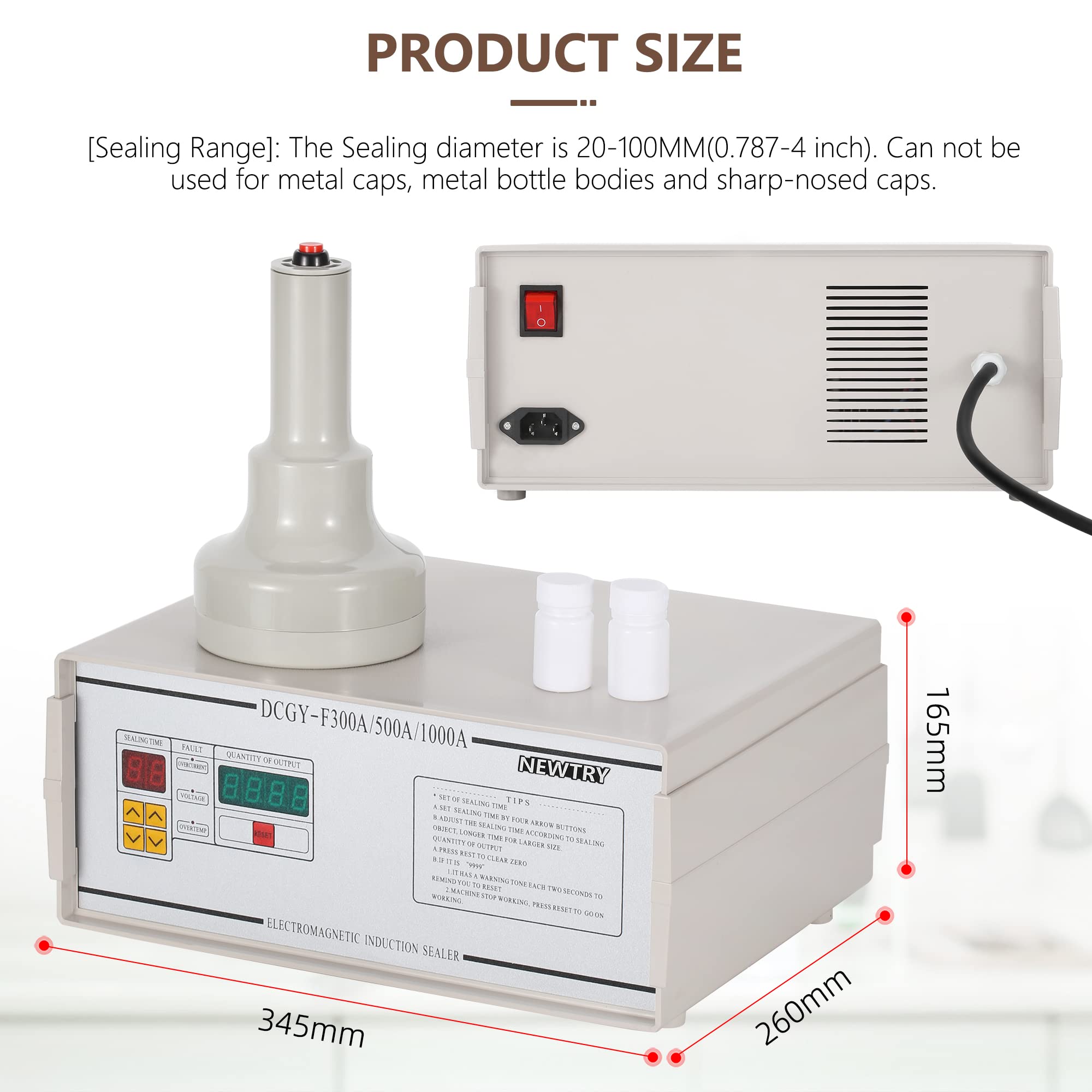 Sigillatrice A Induzione Portatile Per Bottiglie - Diametro 40-115mm, Potenza Regolabile 0.8-1.2KW - Foto 3