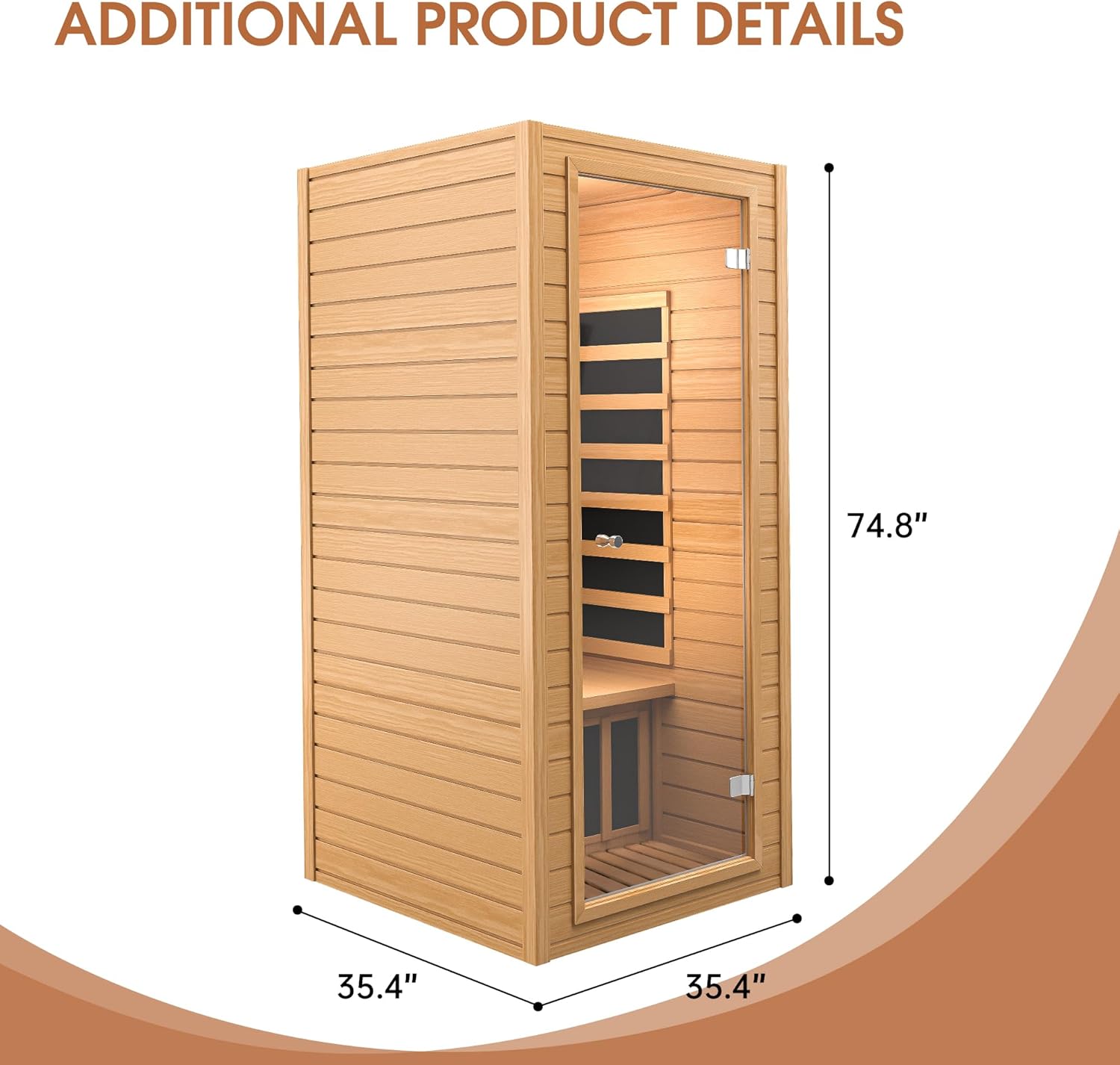 springspa Far Infrared Sauna for Home, Near Zero EMF Wood Home Sauna Room with 1400W, 9 Chromo Therapy Lights, Oxygen Ionizer, Bluetooth, LCD Control Panel for Indoor Use, 1 Person - Image 3