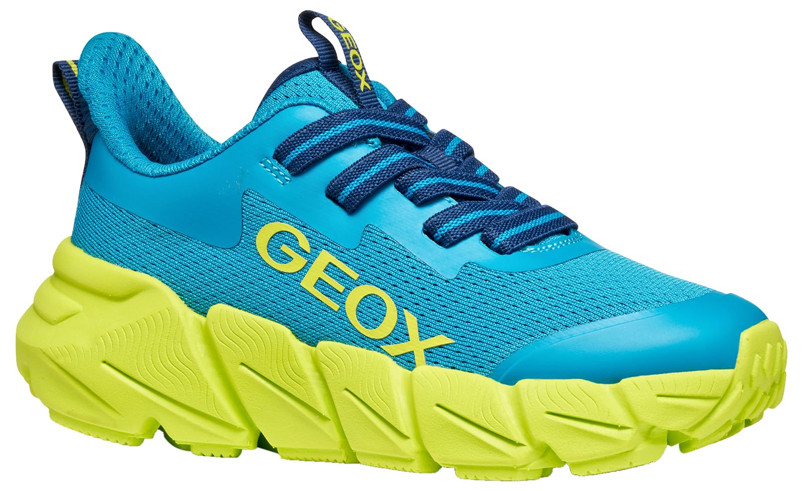 Geox J FLEXYPER Fast BOY Sneaker, Lt Blue/Lime, 6 UK