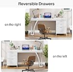 Tribesigns Computer Desk with 3 Drawers, 59-Inch PC Desk with Reversible Drawers, Industrial Study Writing Table Workstation with File Storage for Home Office, White