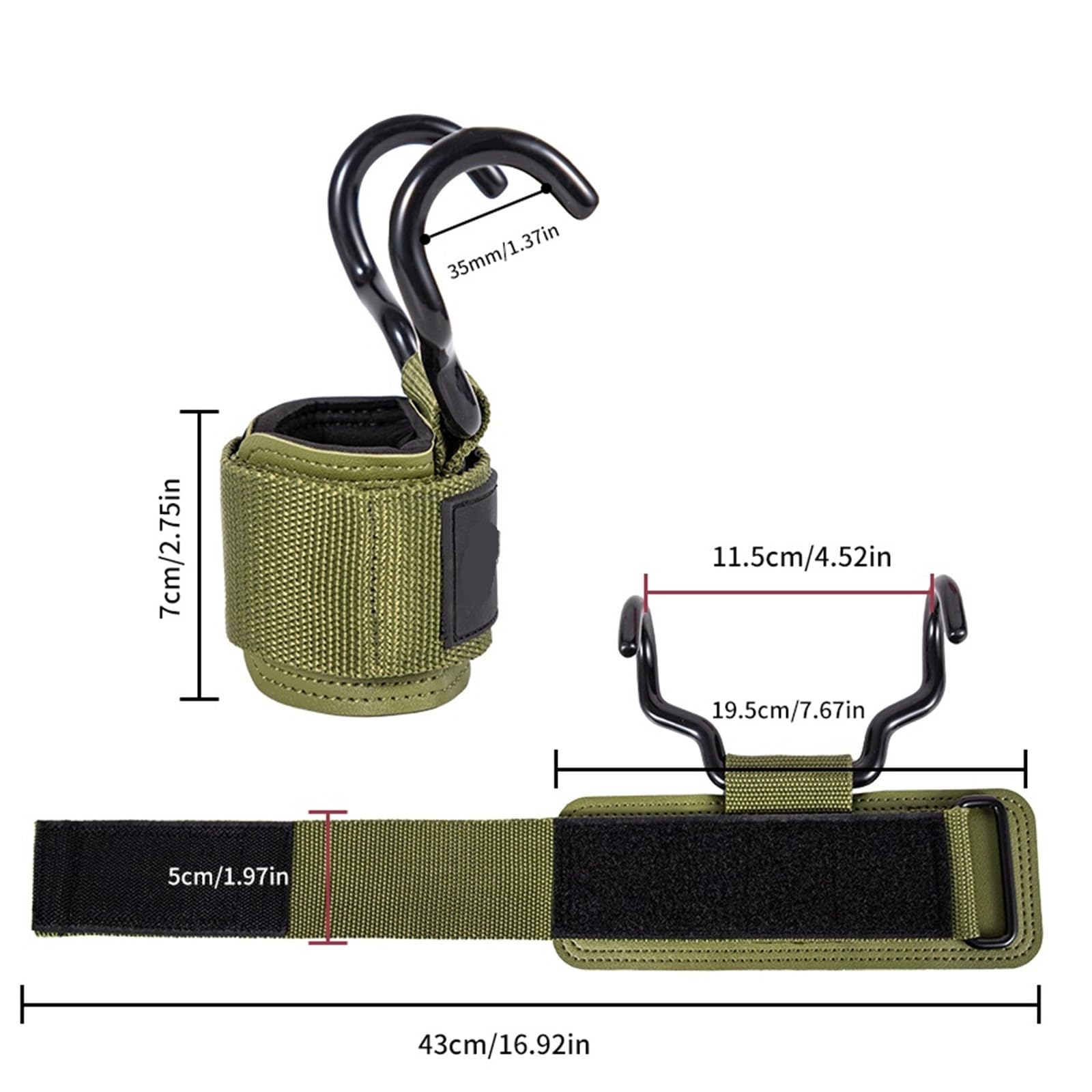 Impugnature a gancio for sollevamento pesi con fasce for polsi, cinghia for barra manuale, guanti da palestra for trazioni e fitness