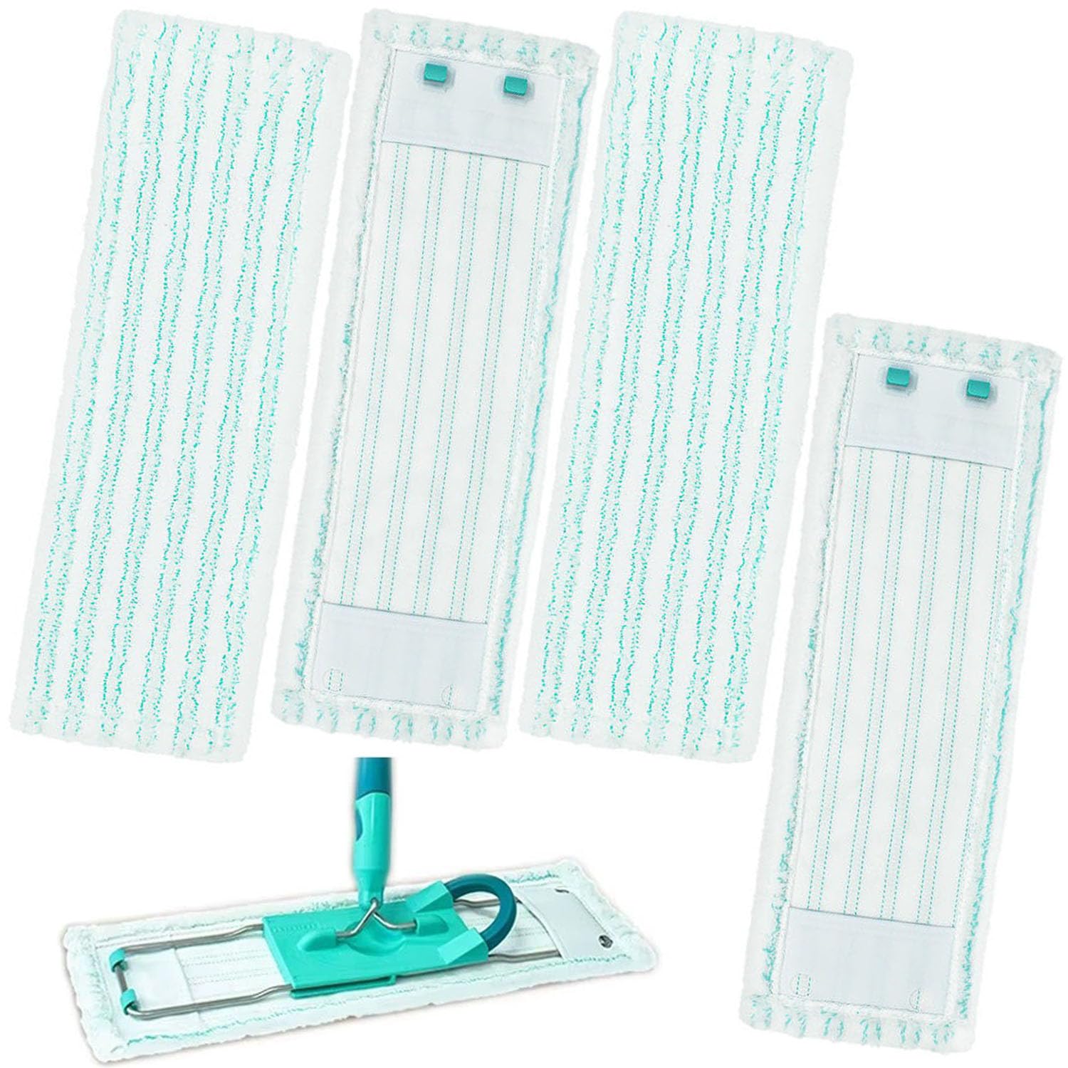 4 Stück Ersatz-Wischbezüge für Leifheit Profi XL Micro Duo Cotton | Wischmopp Bezug für Leifheit Bodenwischer, Mikrofaser Wischbezug Hochsaugend, Mühelos Schnell Sauber für alle Böden