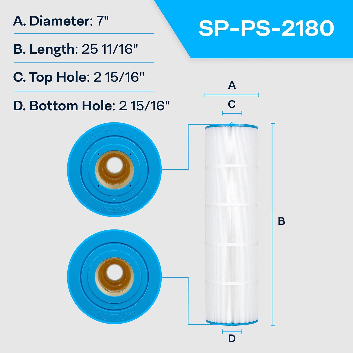 SpiroPure Replacement for Pleatco PPF105 Unicel C-7496 Pentair Purex CF-105 CF-315 R173315 07-0231 Filbur FC-2180 Hot Tub Spa Pool Cartridge