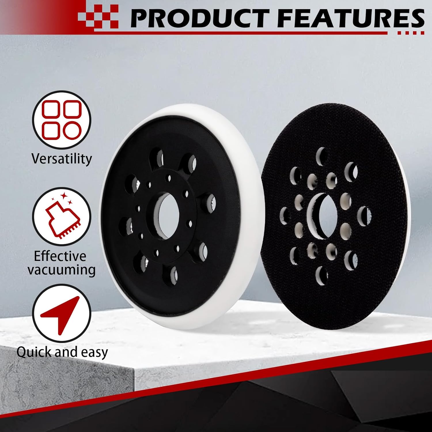 2 Pack5-Inch 8-Hole Backing Pad Hook and Loop Sanding Disc, for RS034 ROS10 ROS20VS Random Orbit Sander