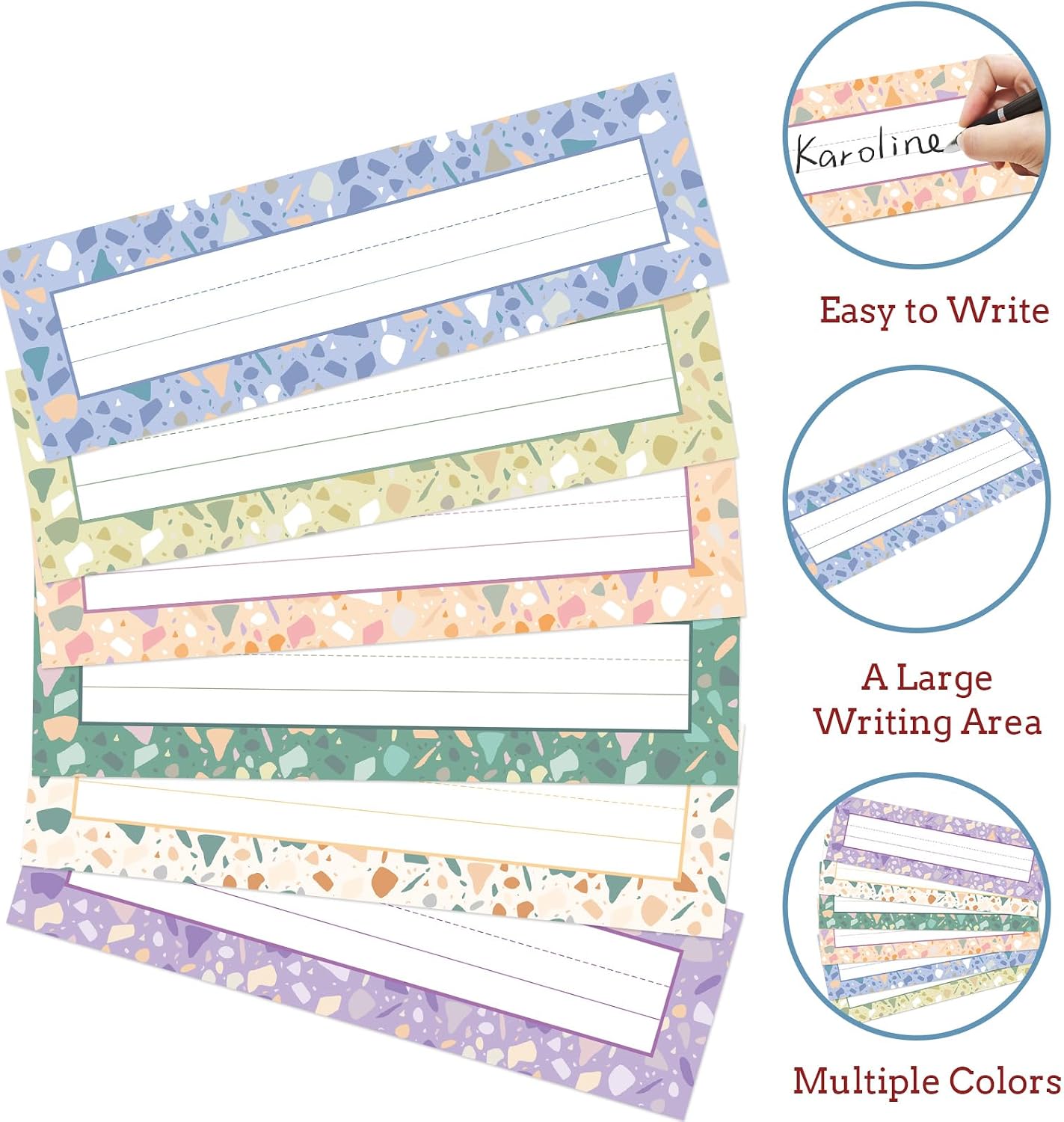 WorldBazaar Terrazzo Tones Desk Nameplates 30PCS Classroom Desks image 2