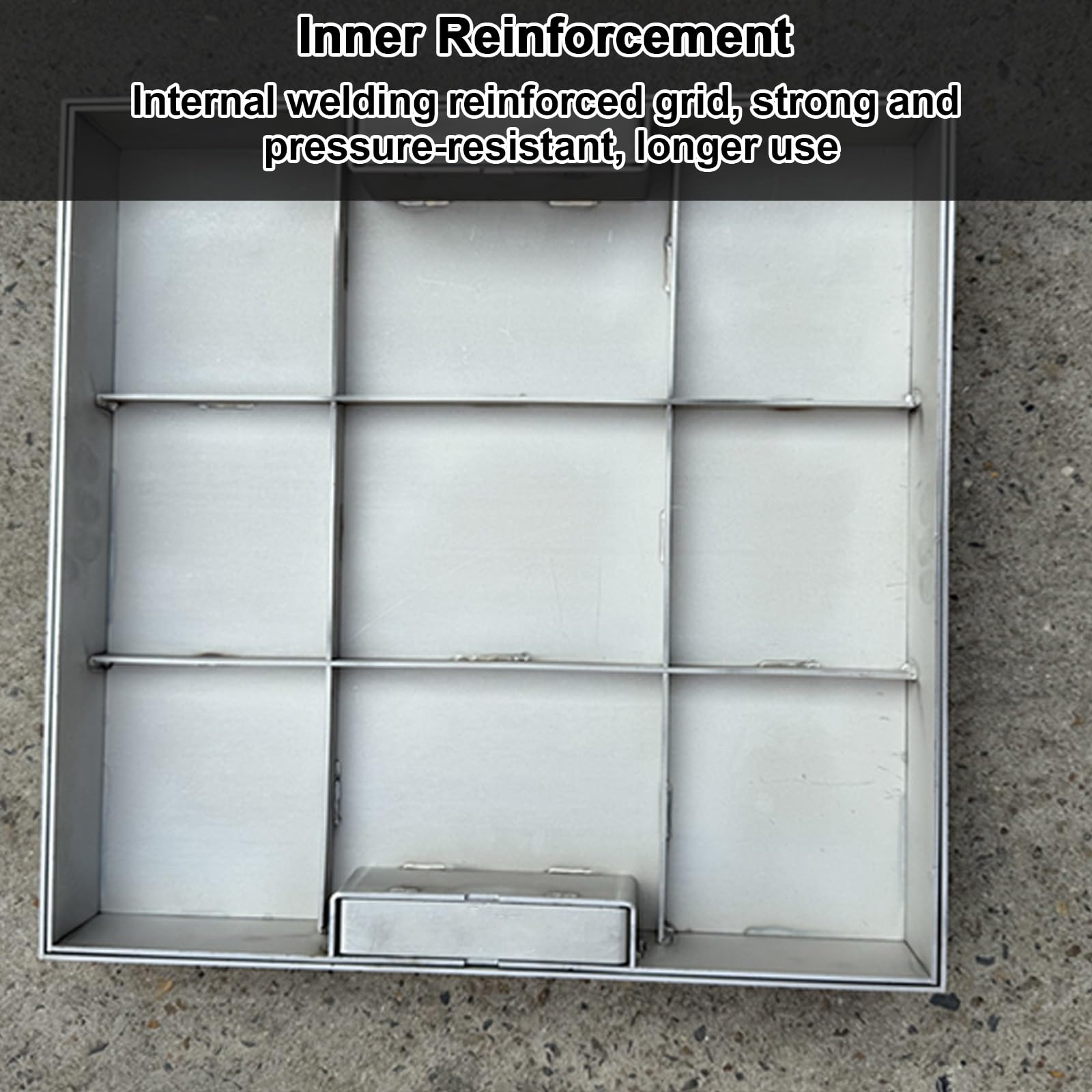 Arqueta Y Marco De Acero Inoxidable Para Pozo Séptico, Tapa De Fosa Séptica Incrustada Cuadradas Con Asas, Para Patio, Acera, Residencial, Interior, Capacidad De Carga 1.5 t(60x30cm/23x12in)