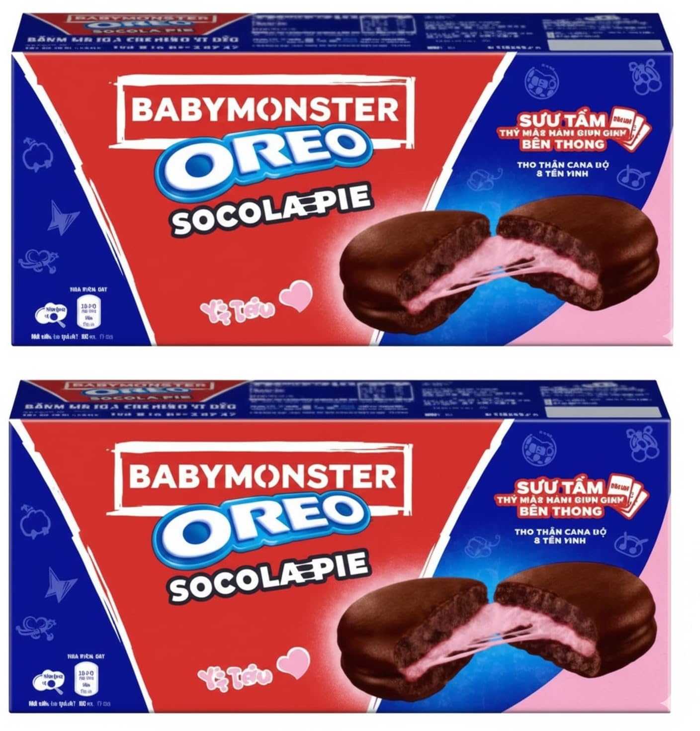 BABYMONSTER OREO Socola Pie Chocolate Sandwich Cookies with Strawberry Cream Filling Limited Edition, Each 6 X 168g X Pack Of 2 (Product Of Vietnam) Fro DECADENT-image-38