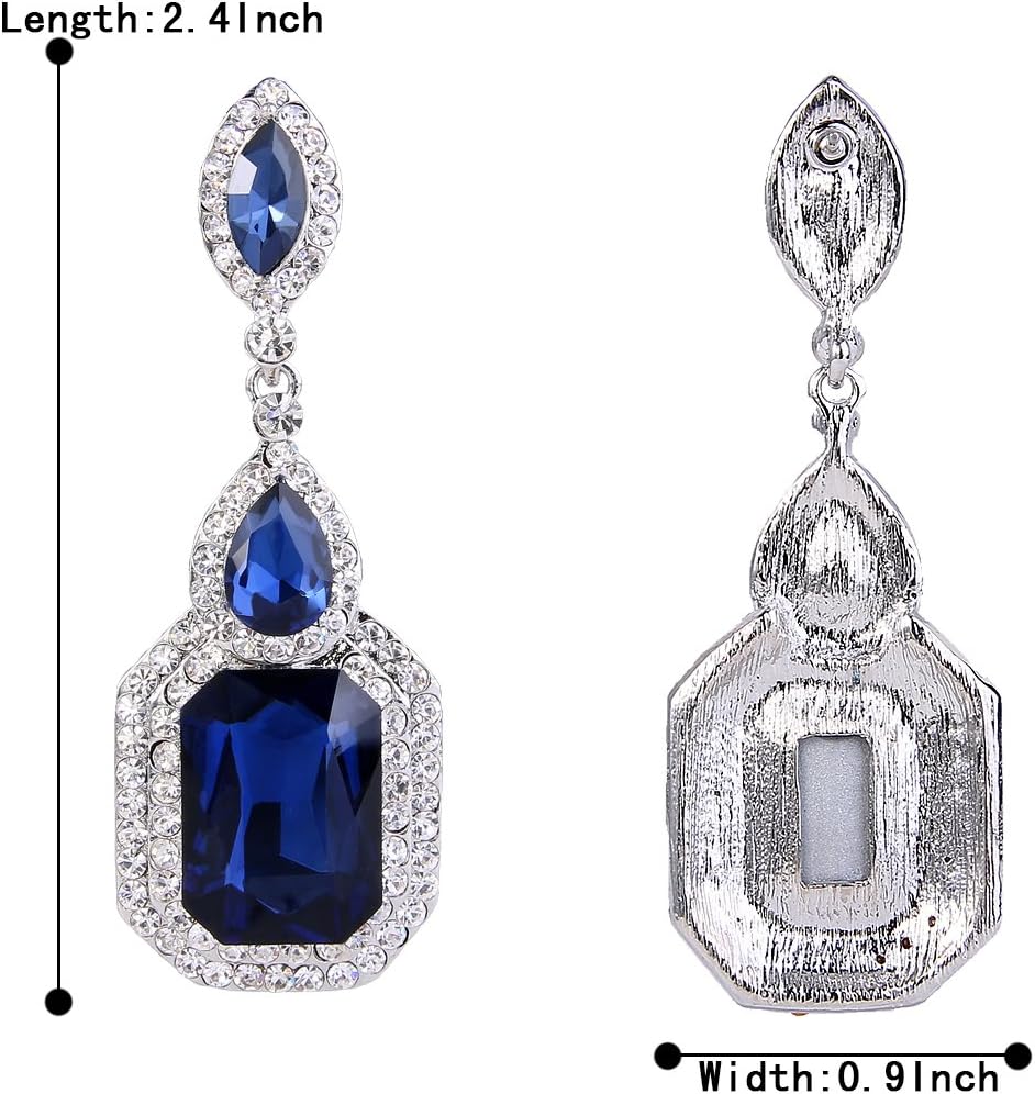 BriLove Women's Wedding Bridal Crystal Emerald Cut Infinity Figure 8 Chandelier Dangle Earrings - Image 5