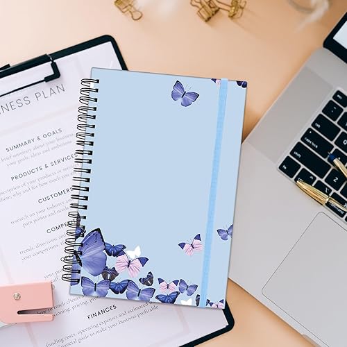 Miniatura 5 de Cuaderno de espiral, diario de tapa dura, cuaderno de espiral con rayas anchas, A5 de 5.5 x 8.3 pulgadas, papel grueso de 80 GSM, 60 hojas y 120