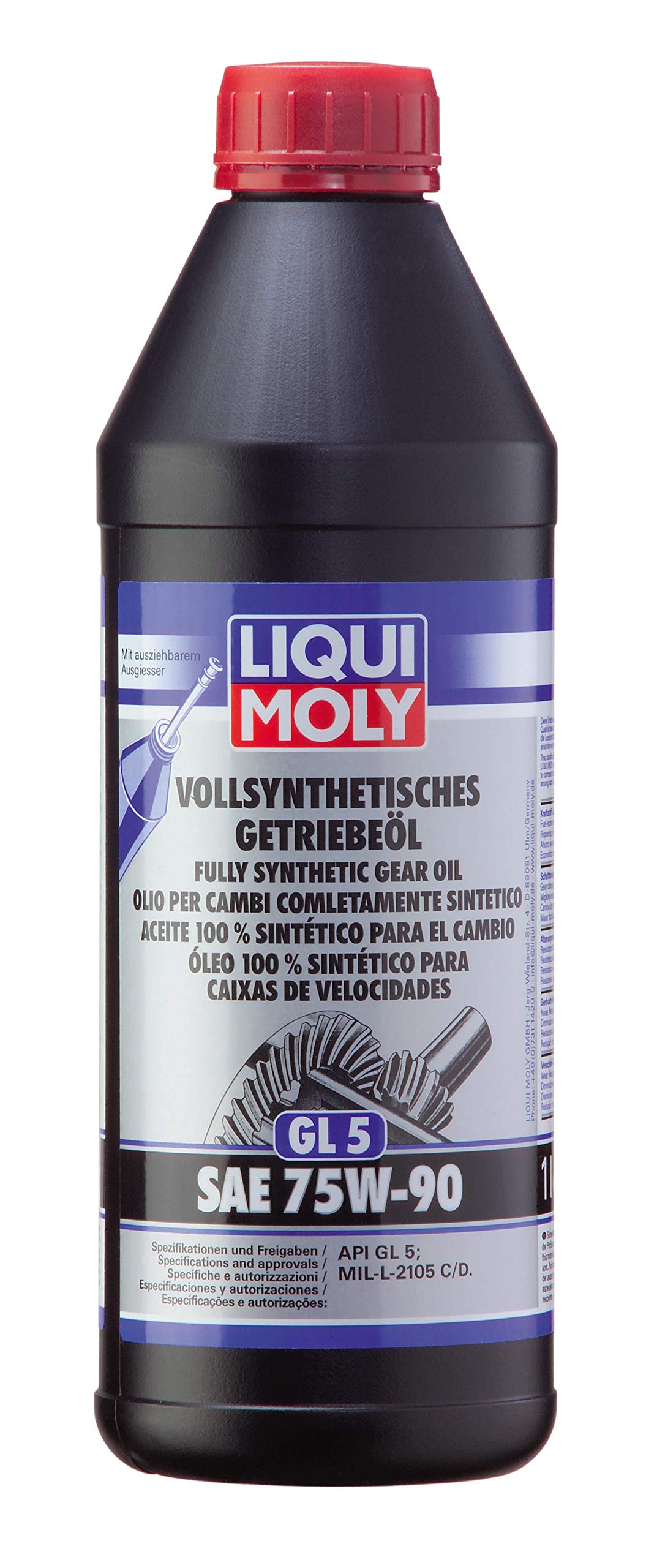 5X Original Liqui Moly 1L Vollsynthetisches Getriebeöl (GL5) SAE 75W-90 Gear Oil