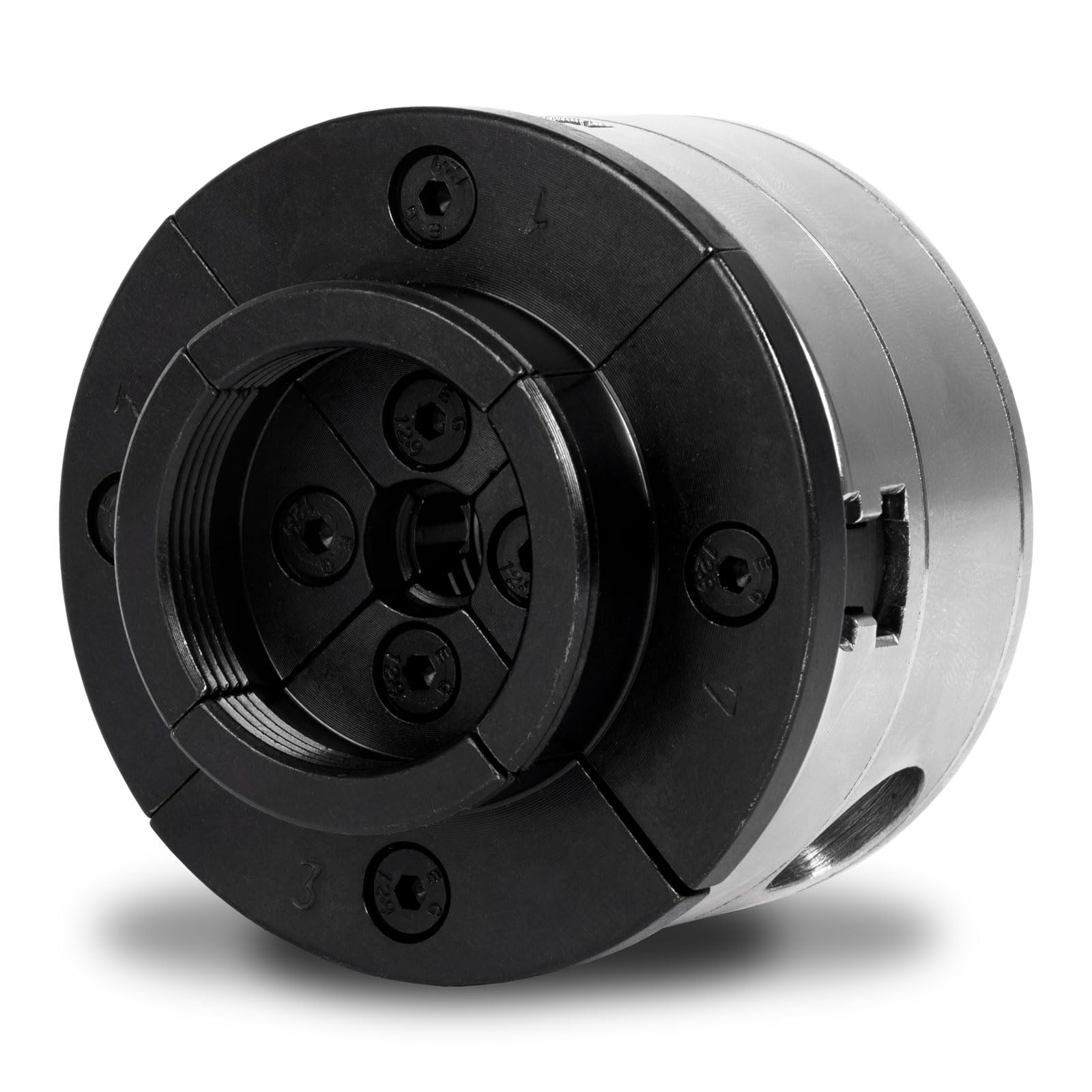 EBERTH Plato de cuatro garras con 80 mm de diámetro, Plato de 4 garras de 3" Autocentrante, Rosca de conexión 1" -8 TPI, Incl. herramienta de sujeción, Accesorios de torno, Plato de sujeción
