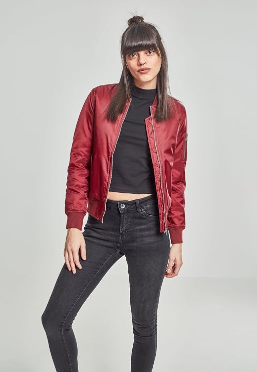 Urban Classics Women's Basic Bomber Jacket Women's Bomber Jacket Black Basics Streetwear