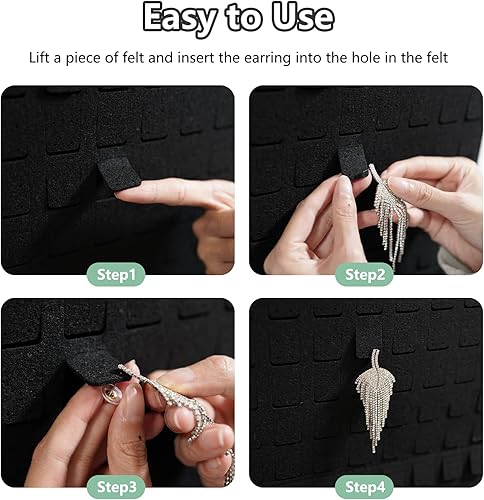 Miniatura 4 de Organizador de aretes colgantes, con capacidad para hasta 330 pares, soporte de pared de fieltro suave, organizador de aretes para mujeres y niñas