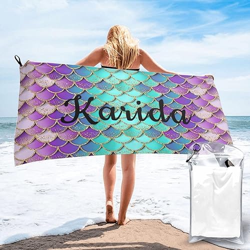 Toallas de playa personalizadas, toalla de playa con nombre personalizado, toalla de baño de microfibrapiscinaplaya con un diseño único, secado