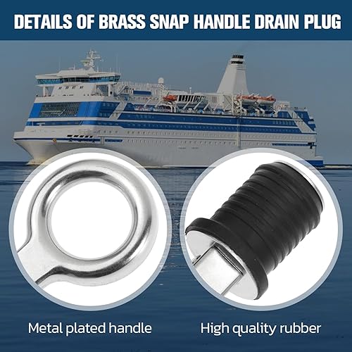 Miniatura 9 de Tapón de goma con mango a presión, tapón de drenaje de barco, con mango de latón/acero inoxidable, accesorios para barcos