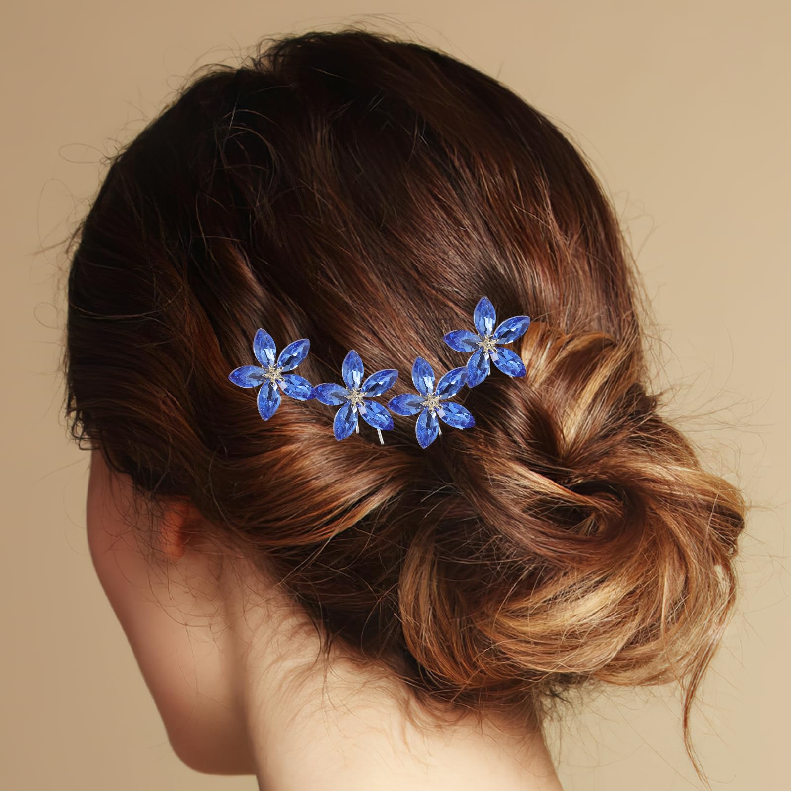 minkissy 4 niebieskie szpilki do włosów na wesele, w kształcie litery U, spinki do włosów, spinki do włosów na wesele, szpilki do włosów typu chignon do włosów, ze stopu metali, dla panny młodej,